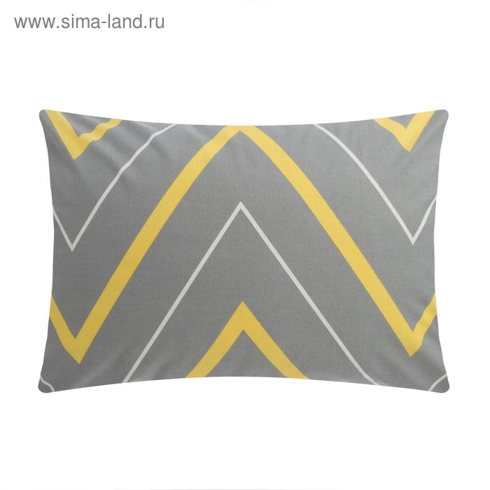 Наволочка Наволочка "Этель" желто-серые зигзаги 50х70, 100% хлопок, поплин, 125 г/м2