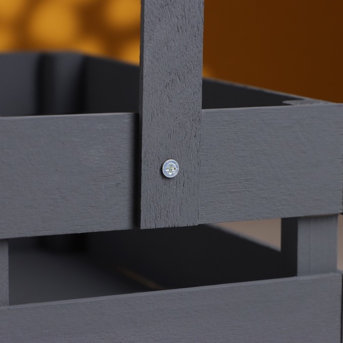 Кашпо деревянное 24.5&times;13.5&times;9 см "Двушка Лайт", двухреечное, серый Дарим Красиво