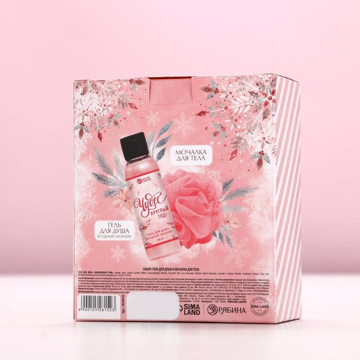 Подарочный набор ЧИСТОЕ СЧАСТЬЕ &laquo;Исполнения желаний&raquo;: гель для душа 100 мл и мочалка для тела, Новый Год