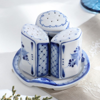 Набор для специй &laquo;Ромашка&raquo;, 4 предмета, гжель