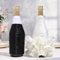 Украшения на шампанское "Элит-тубы" платье с юбкой айвори (2 шт, ) Украшения на шампанское "Элит-тубы" платье с юбкой айвори (2 шт, )