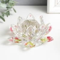 Сувенир стекло "Лотос прозрачный, на лепестках тюльпаны" 7х13,5х13,5 см