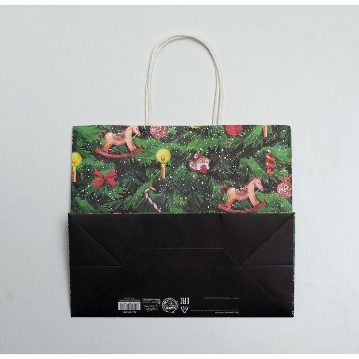 Пакет подарочный новогодний крафтовый «Новогодняя ёлочка», 22 х 25 х 12 см, Новый год Пакет подарочный новогодний крафтовый «Новогодняя ёлочка», 22 х 25 х 12 см, Новый год