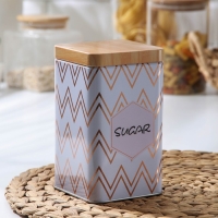 Банка для сахара &laquo;Сахар. Линии&raquo;, 9&times;9&times;15 см, цвет лавандовый