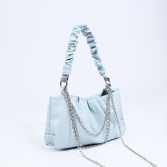 Сумка-багет на молнии, цвет голубой