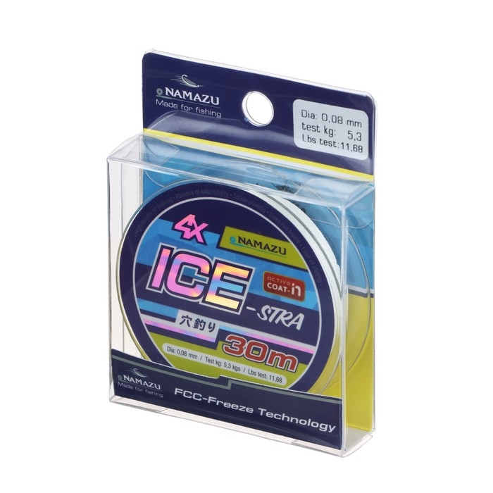 Шнур плетеный Namazu Ice-Stra 4Х, диаметр 0.08 мм, тест 5.3 кг, 30 м, белый Шнур плетеный Namazu Ice-Stra 4Х, диаметр 0.08 мм, тест 5.3 кг, 30 м, белый