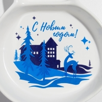 Новый год. Менажница керамическая &laquo;С Новым годом!&raquo;, 14 х 20 х 3 см, цвет белый