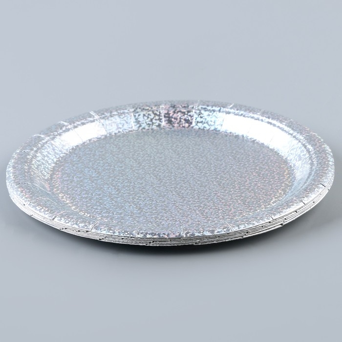 Тарелка бумажная &laquo;Голография&raquo;, в наборе 6 шт., цвет серебро