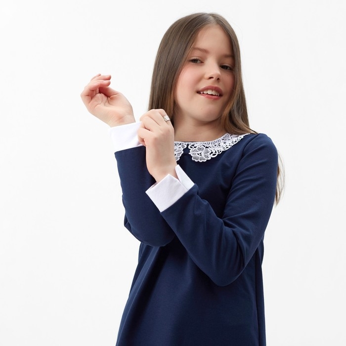 Платье для девочки, цвет темно-синий, рост 140 см Платье для девочки, цвет темно-синий, рост 140 см