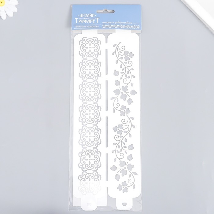 Трафарет бордюрный пластиковый Трафарет бордюрный пластиковый "Узор цветочная ветка" пластик, 11х32 см