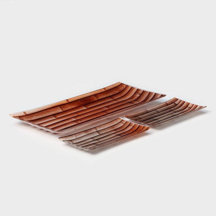 Набор стеклянных блюд &laquo;Бамбук золотой&raquo;, 35,5&times;14&times;2 см, 18,5&times;8,5&times;1,5 см