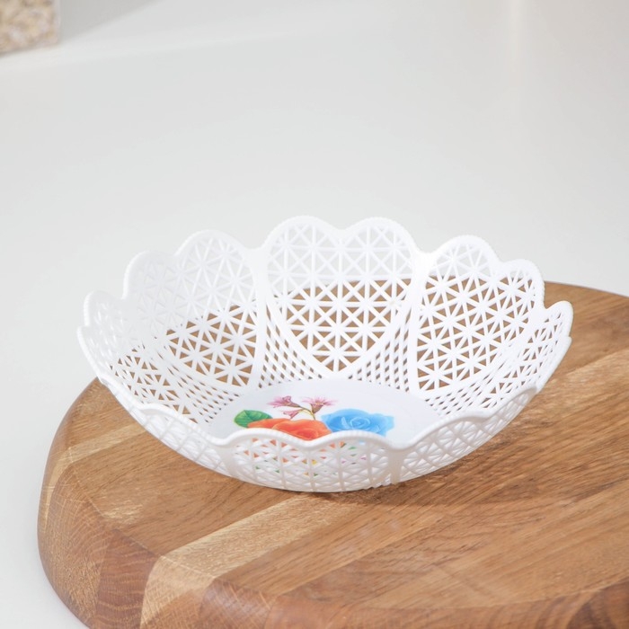 Ваза для хлеба и фруктов «Кубань. Сердце», 18×4,5 см, белый, рисунок МИКС Ваза для хлеба и фруктов «Кубань. Сердце», 18×4,5 см, белый, рисунок МИКС