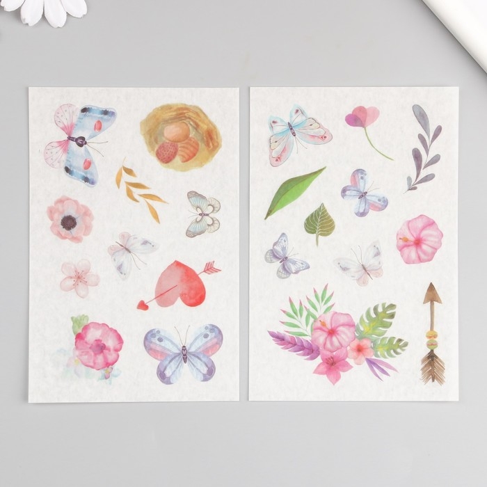 Наклейка бумага Наклейка бумага "Бабочки в саду" набор 6 листов 18,6х10 см