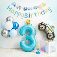 Шар фольгированный 40" &laquo;Цифра 3 с короной&raquo;, цвет голубой