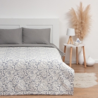 Покрывало хлопковое Этель &laquo;Узоры&raquo; 150х240&plusmn;5 см, цвет серый, 100%хлопок, 300гр/м2