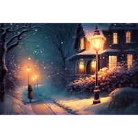 Новогодняя алмазная мозаика с гирляндой на подрамнике с частичным заполнением &laquo;Новый год. Фонари&raquo;, 20 х 30 см