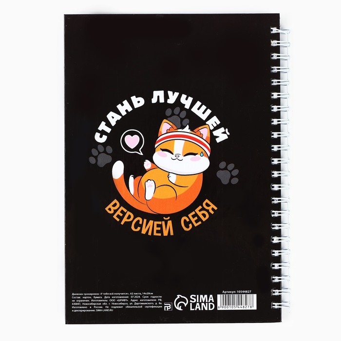 Дневник тренировок &laquo;У тебя все получится&raquo;, 63 листа, 14 х 20,3 см