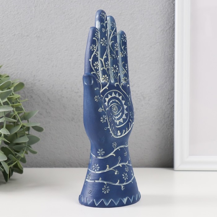 Сувенир полистоун Сувенир полистоун "Рука Фатимы. Цветочный узор. Хамса" синий 9,5х6х21 см