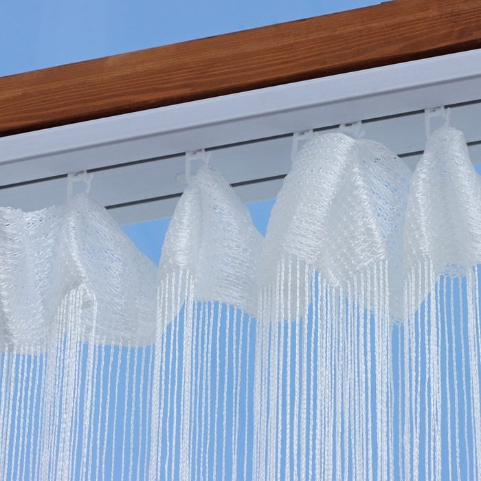 Штора - занавеска декоративная, нитяная, 300×300 см, цвет белый Штора - занавеска декоративная, нитяная, 300×300 см, цвет белый