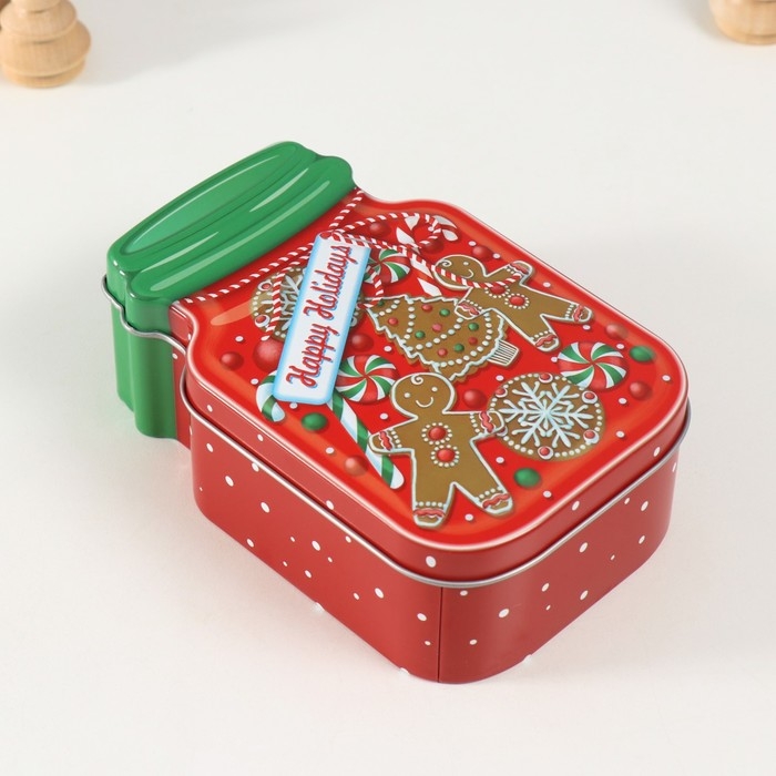 Шкатулка металл Шкатулка металл "Банка с печеньем" красная 15,5х10х5,5 см