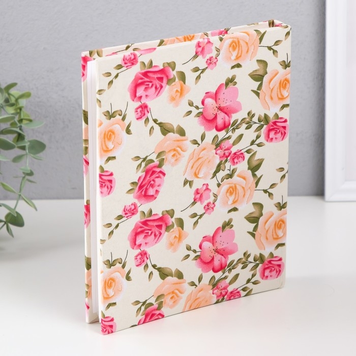 Фотоальбом на 80 фото 10х15 см "Чайные и розовые розы" текстиль 5,2х19х23 см