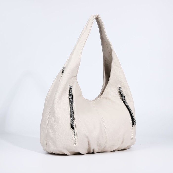 Сумка-мешок на молнии, 3 наружных кармана, цвет молочный Сумка-мешок на молнии, 3 наружных кармана, цвет молочный