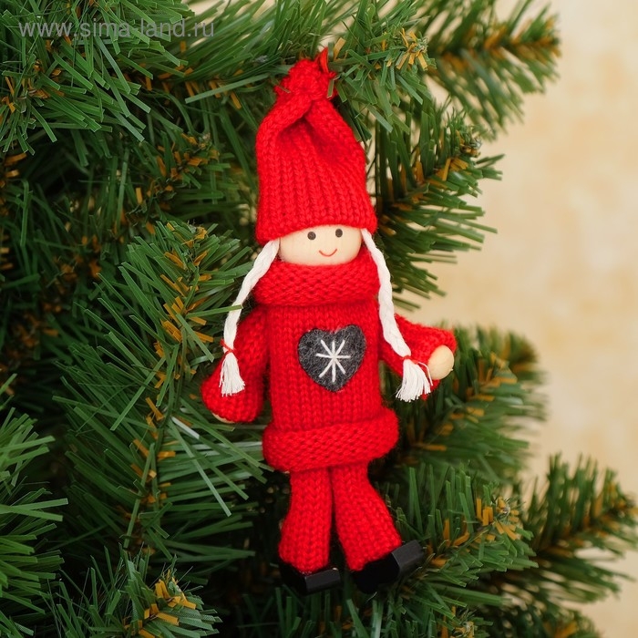 Игрушка - подвеска &laquo;Куколка в костюме&raquo;, цвет красный, МИКС