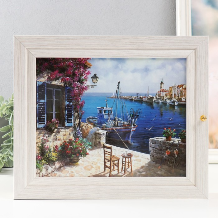 Ключница "Домик у причала" молочный дуб 26х31 см МИКС