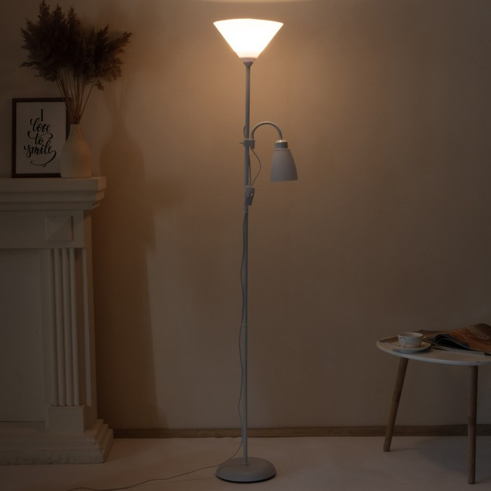 Торшер "Тренд 2" 1х40Вт Е27+1хЕ27 40Вт белый 22х22х180 см.