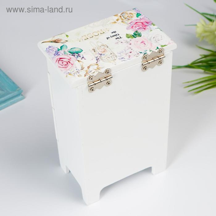Шкатулка дерево комод 2 ящика Шкатулка дерево комод 2 ящика "Букет, птица и клетка" 18,5х7,5х11,8 см