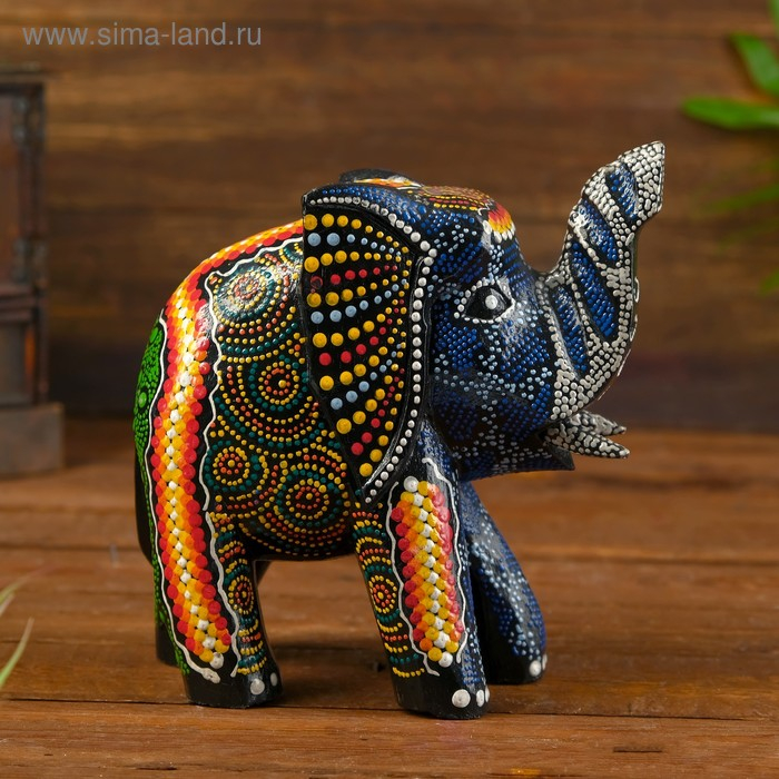 Сувенир дерево "Слон с точечным узором" 15х8х18 см, микс