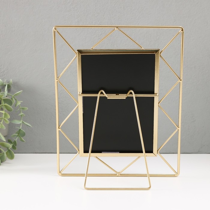 Фоторамка металл на 1 фото 13х18 см "Лофт. Треугольники" золото 20,5х1х25 см