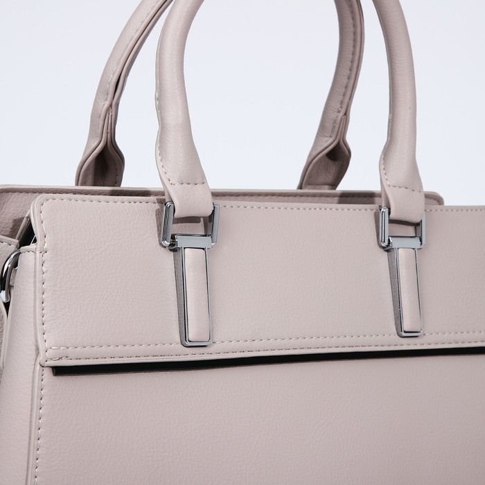 Сумка-тоут на молнии, наружный карман, цвет бежевый Сумка-тоут на молнии, наружный карман, цвет бежевый