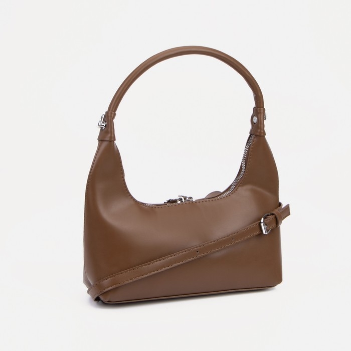 Сумка-багет на молнии, цвет тёмно-коричневый Сумка-багет на молнии, цвет тёмно-коричневый