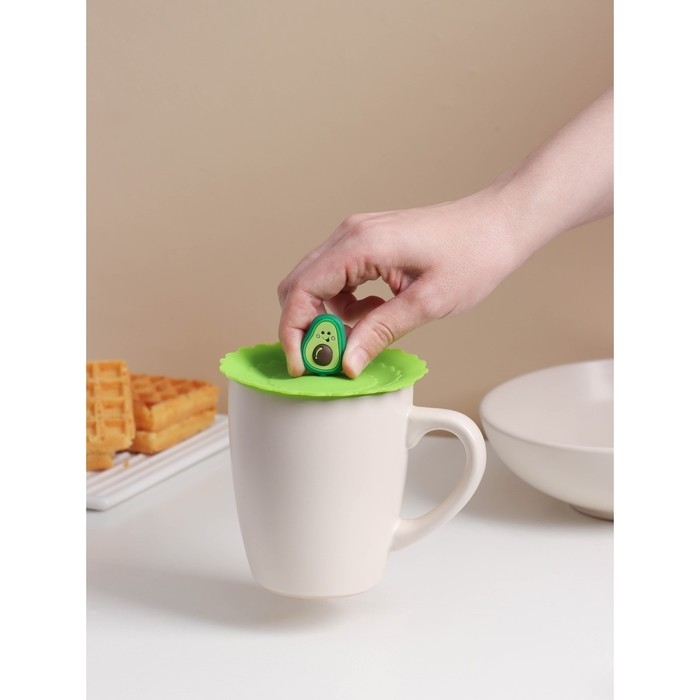 Крышка - непроливайка силиконовая Доляна &laquo;Авокадо&raquo;, d=10 см, цвет зелёный