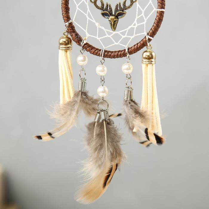 Ловец снов Ловец снов "Паутинка с оленем" с кисточками 18х7 см