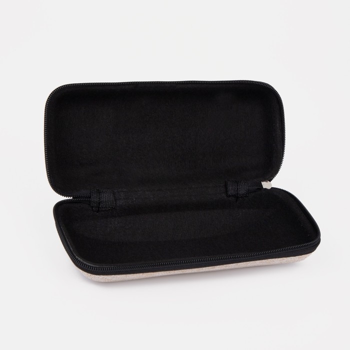 Футляр для очков на молнии, длина 17 см, цвет бежевый