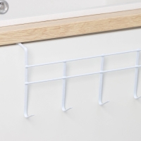 Вешалка на дверь на 6 крючков Доляна &laquo;Моно&raquo;, 44&times;9&times;15 см, цвет белый