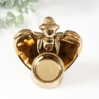 Подсвечник керамика на 1 свечу "Ангел с нимбом" d=4 см золото 11,5х10х18,5 см