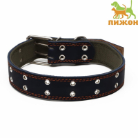 Ошейник комбинированный кожа/брезент, безразмерный, 83 х 4,5 см, ОШ 20-70 см, синий Ошейник комбинированный кожа/брезент, безразмерный, 83 х 4,5 см, ОШ 20-70 см, синий