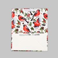 Пакет подарочный новогодний ламинированный &laquo;Снегири&raquo;, ML 23 х 27 х 11.5 см , Новый год