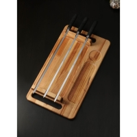 Подарочный набор для подачи шашлыка: доска-тарелка 44&times;24&times;5.5 см, шампур 3 шт, опахало, берёза