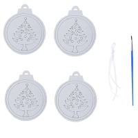 Ёлочное украшение под раскраску &laquo;Ель&raquo; 4 шт., кисть