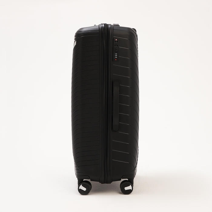 Чемодан большой 100 л (L), отдел на молнии, кодовый замок, 4 колеса, цвет чёрный
