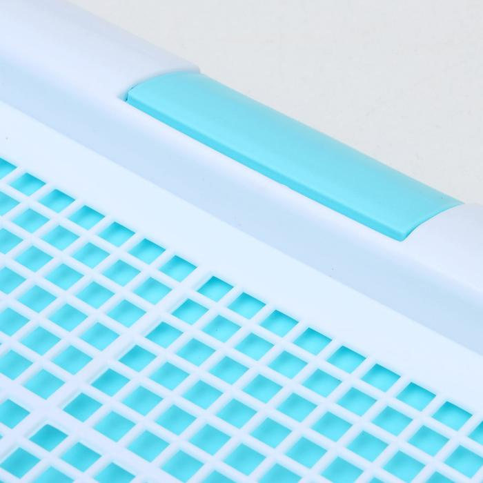 Туалет для собак с сеткой и столбиком, 45 х 35 х 4,5 см, голубой