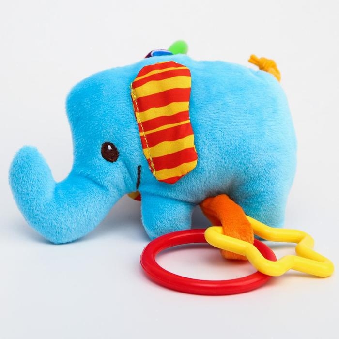Подвеска мягкая &laquo;Слоник&raquo;, прорез., погремушка, на кроватку, коляску, виды МИКС, Крошка Я