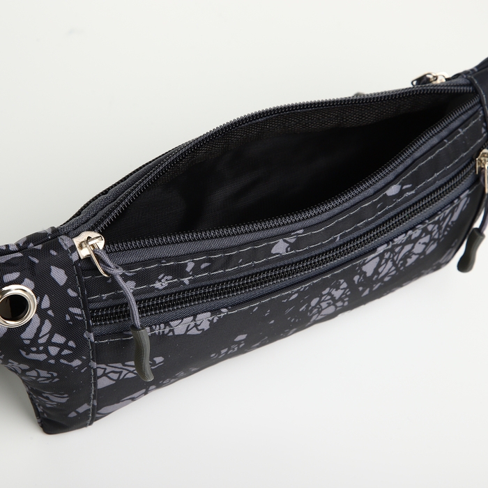 Поясная сумка на молнии, наружный карман, разъем для USB, цвет чёрный Поясная сумка на молнии, наружный карман, разъем для USB, цвет чёрный