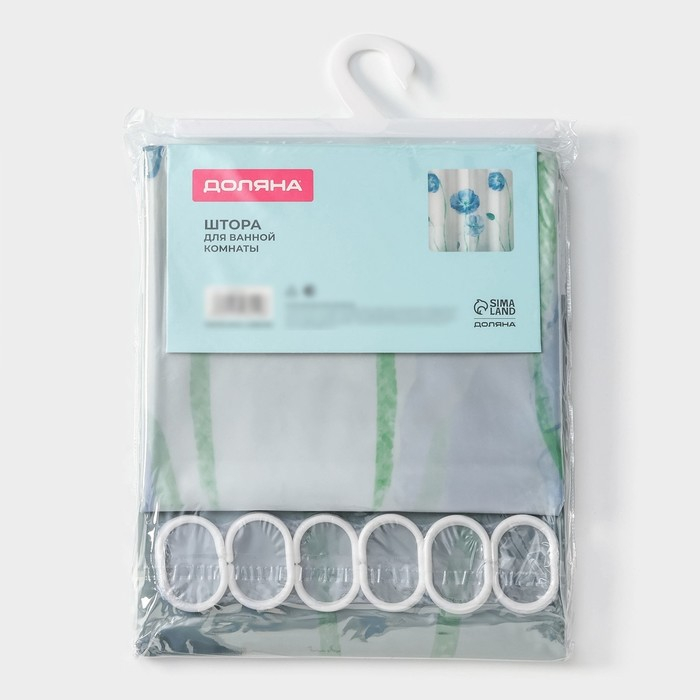 Штора для ванной Доляна &laquo;Синие маки&raquo;, 180&times;180 см, EVA