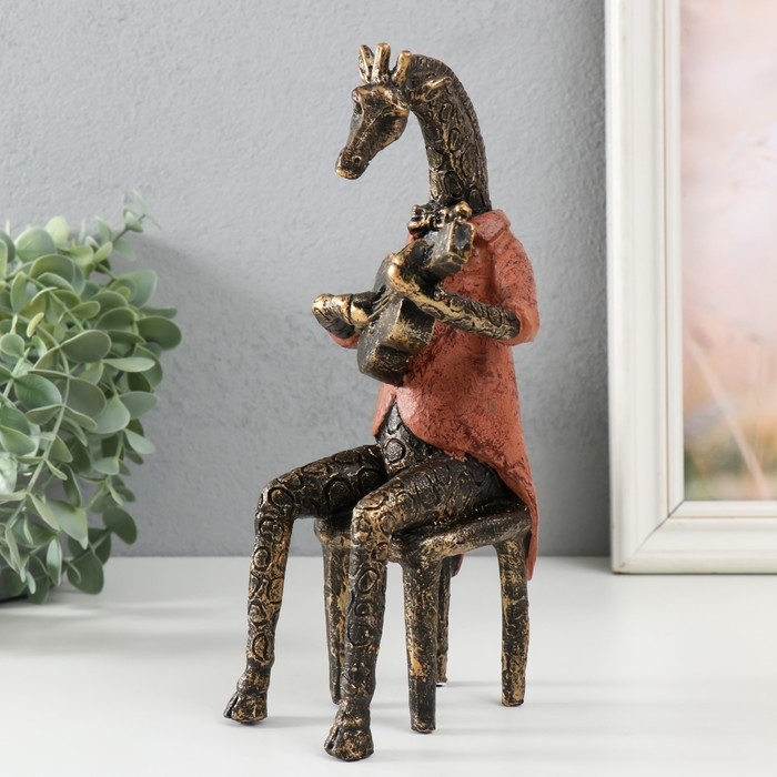 Сувенир полистоун Сувенир полистоун "Жираф с гитарой" под металл 23,6х9,7х13,5 см