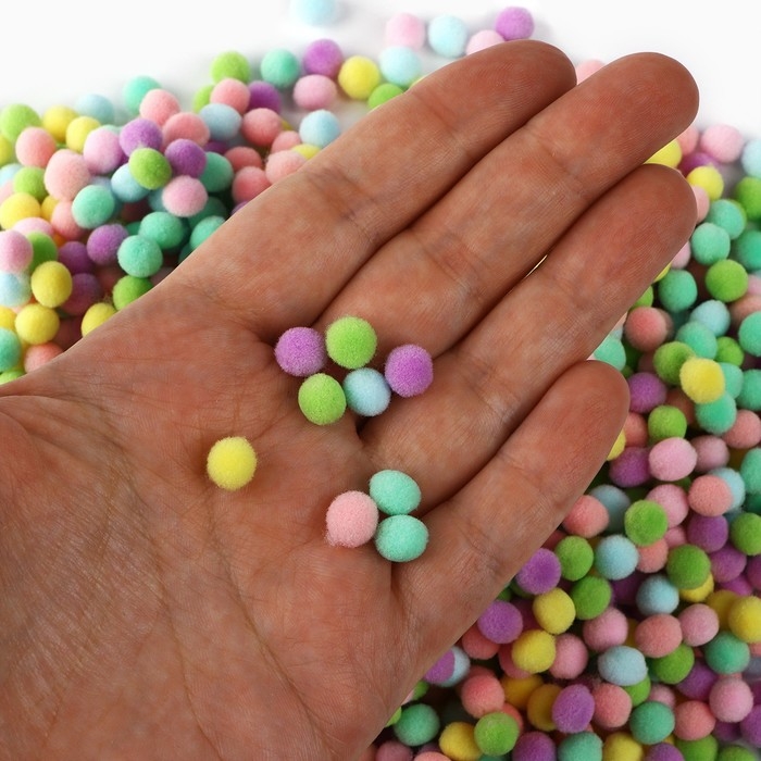 Набор текстильных деталей для декора. Помпоны для творчества &laquo;Цветные&raquo;, 55 гр